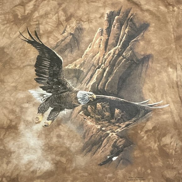 VTG The Mountain Soaring Eagle Graphic T Shirt Adult SZ LARGE Brown 1997 90s - Picture 2 of 10